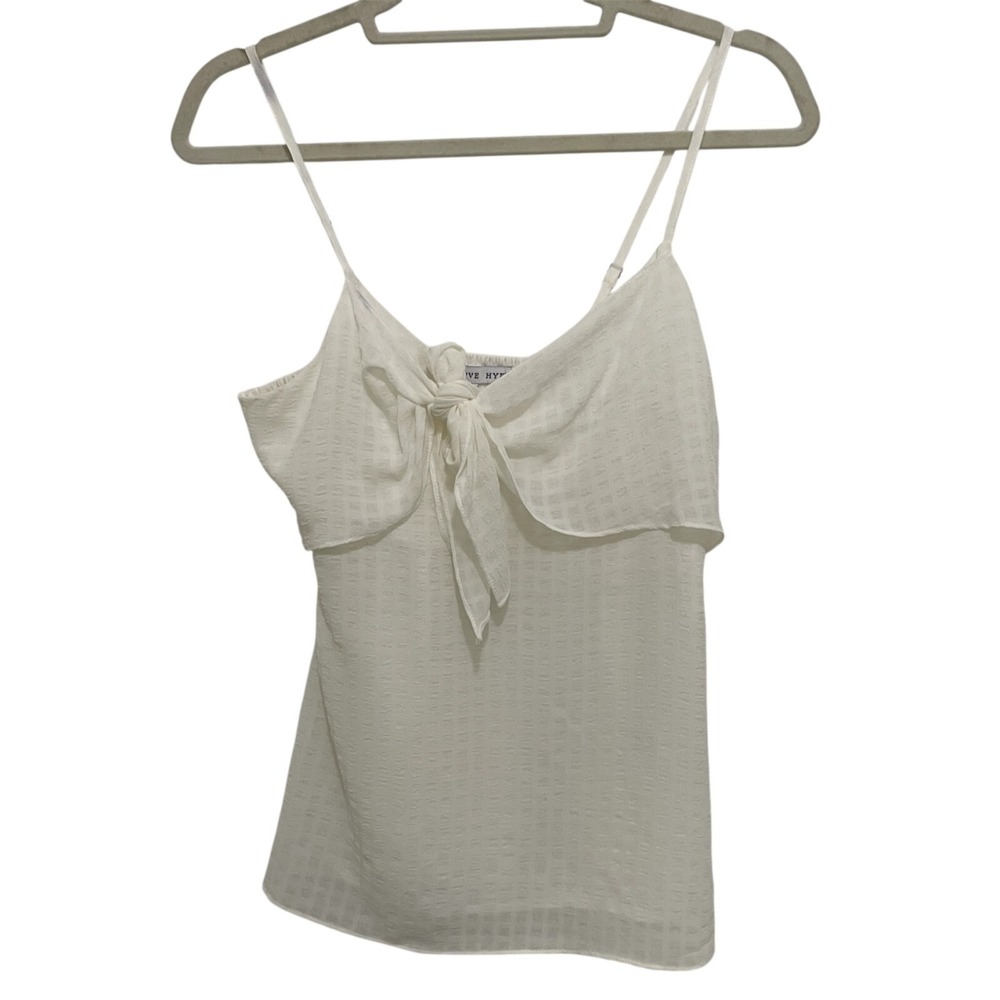 Hyfve Cami Top Women Small White Tie Front Smocked Back Textured Soft Girl NWT